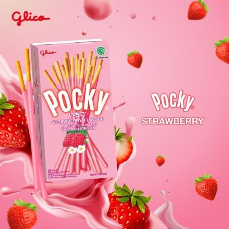 

Glico Pocky Wafer Stick - Netto 21 gr Rasa Strawberry AYES TOSERBA