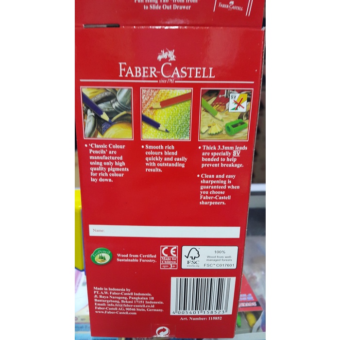 

WARNAPENSIL- PENSIL WARNA PANJANG 12 WARNA FABER CASTELL CLASSIC -PENSIL WARNA