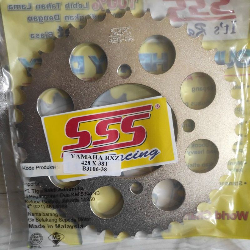 Gear Belakang SSS 428 28 30 31 32 33 34 35 36 37 38 39 40 RXZ RXKing Jupiter Vega MX FIZR-SSS 428-38