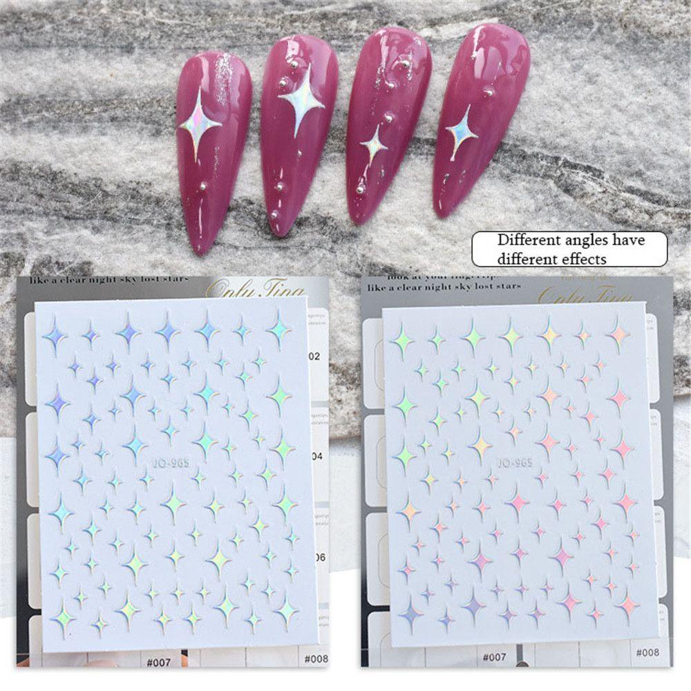 1pc Stiker Kuku 3D Motif Bintang Mawar Warna-Warni Untuk Dekorasi Nail Art