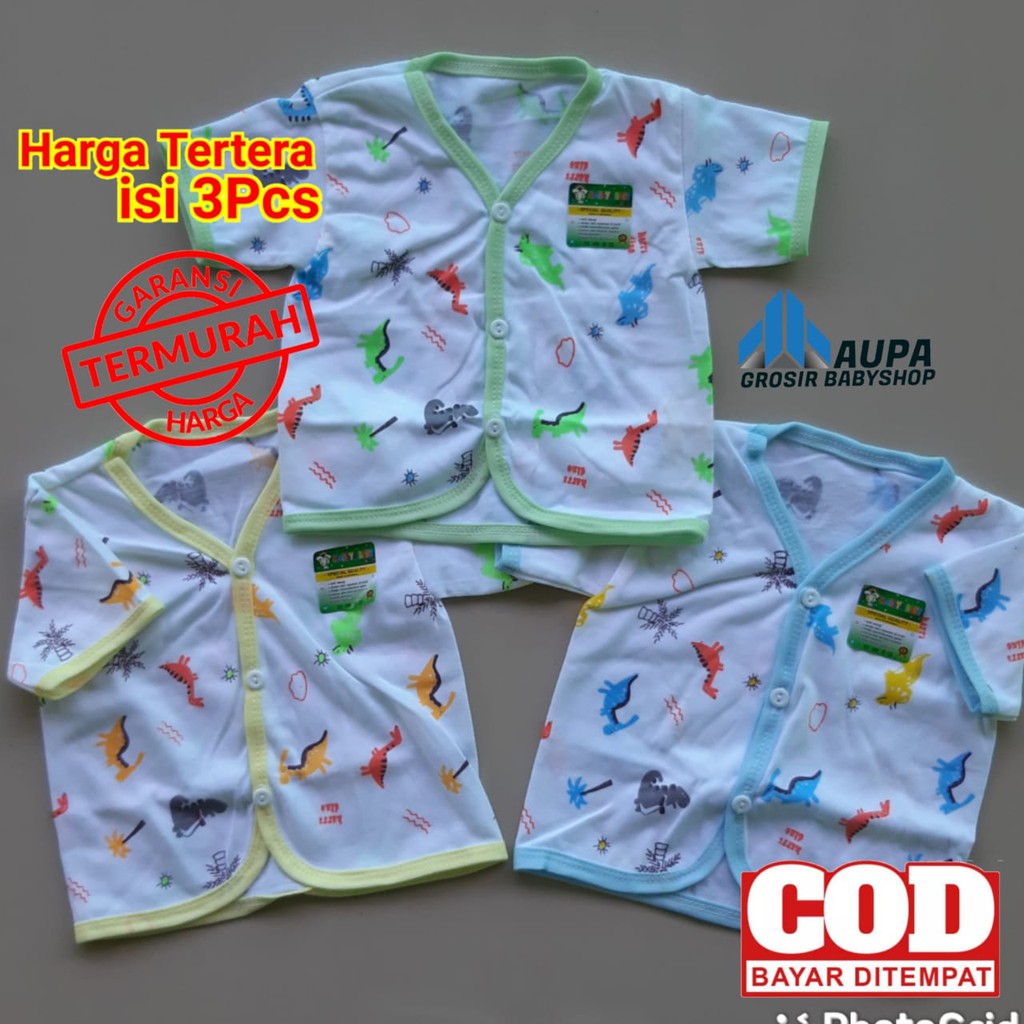 baju bayi pendek putih bis isi 3 baju terlaris