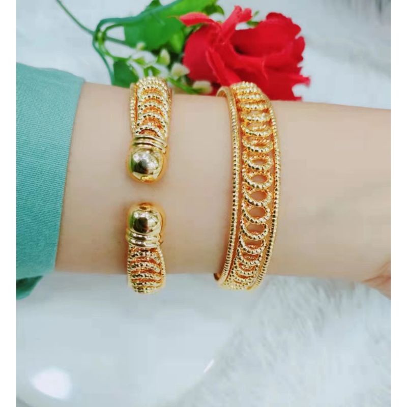 Gelang Titanium Lapis Emas 24k Perhiasan Fashion