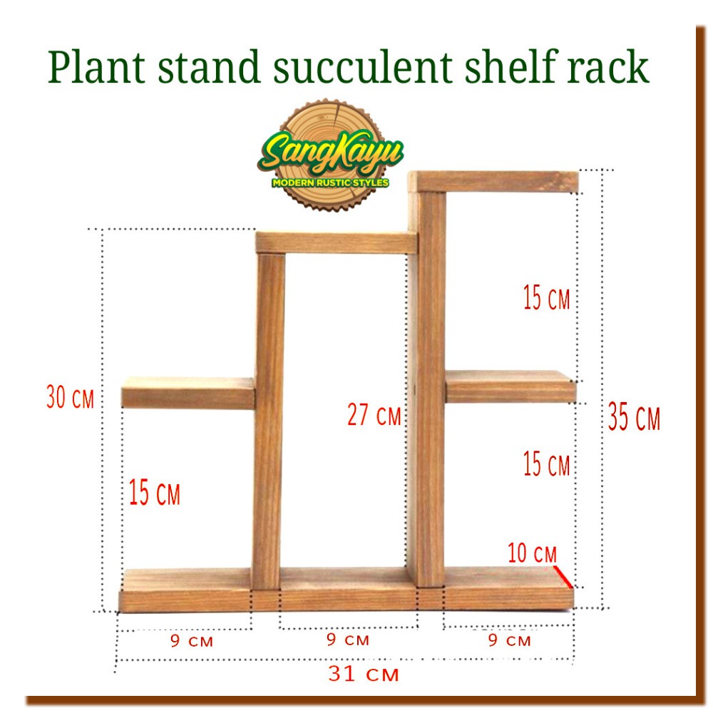 Vas bunga succulent rack rak pot kaktus pot kayu bukan vas bunga kaca