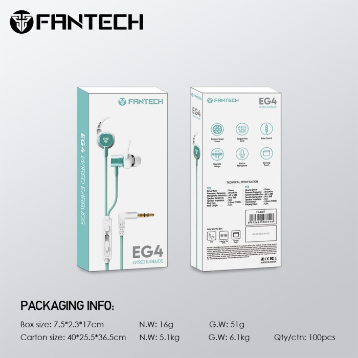 Fantech Earphone EG4- EG-4 Earbuds Premium Alluminium | Earphone Gaming