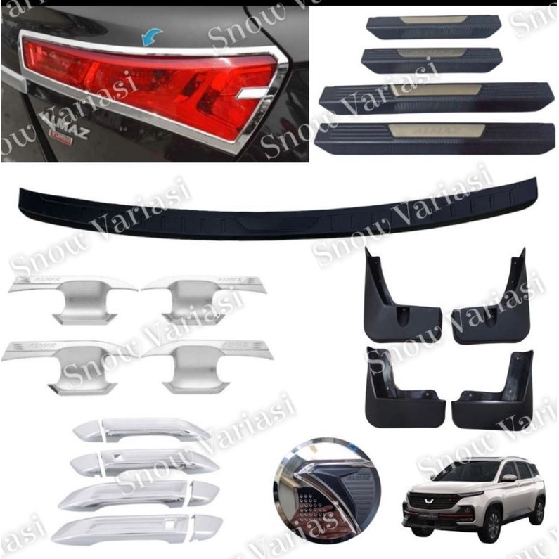 Paket Garnish Outer Handle Cover Sillplate Mud Guard Wuling Almaz Hitam Chrome