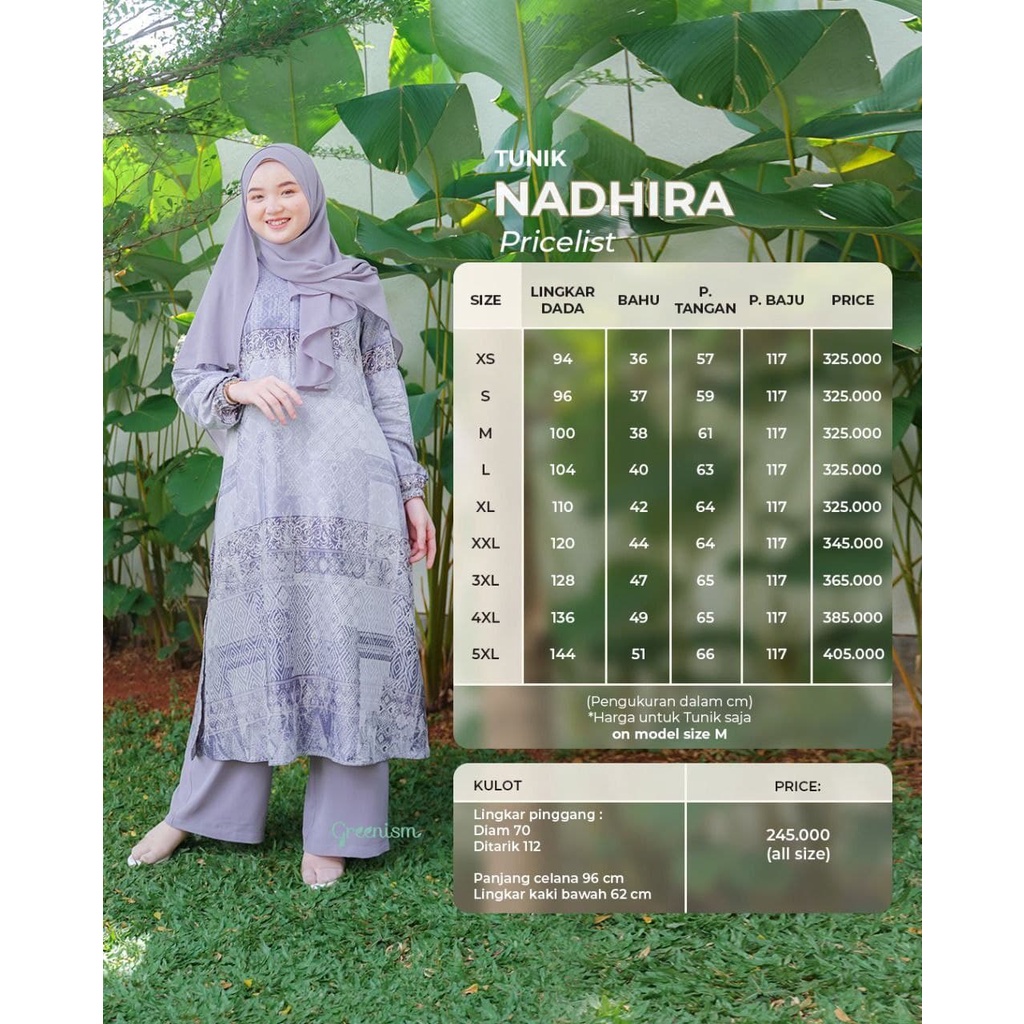 Greenism Sarimbit Motif Nadhira &amp; Nadhif Tunik Dan Kulot Quality Premium Syari'i -  Family Set Sarimbit Greenism