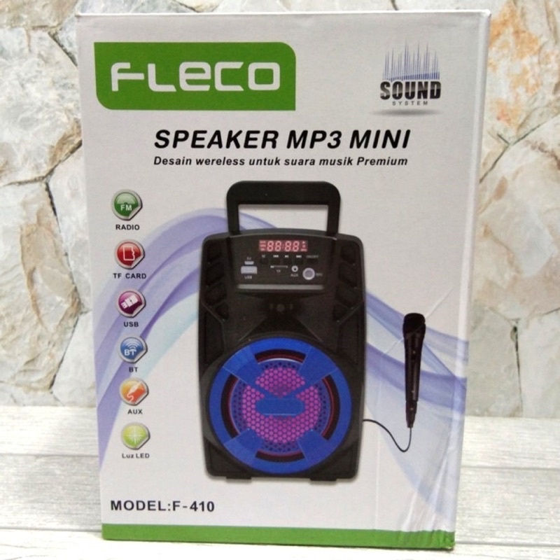 GROSIR SPEAKER BLUETOOTH FLECO F-410+MIC KARAOKE FULL BASS