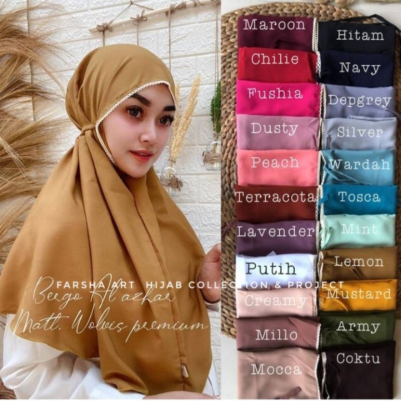 Premium Bergo Al Azhar renda mosscrep by FAHijab Project & Collection