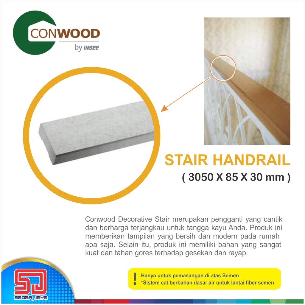 Conwood Decorative Stair Handrail Pegangan Tangga Fiber Cement Seperti Kayu