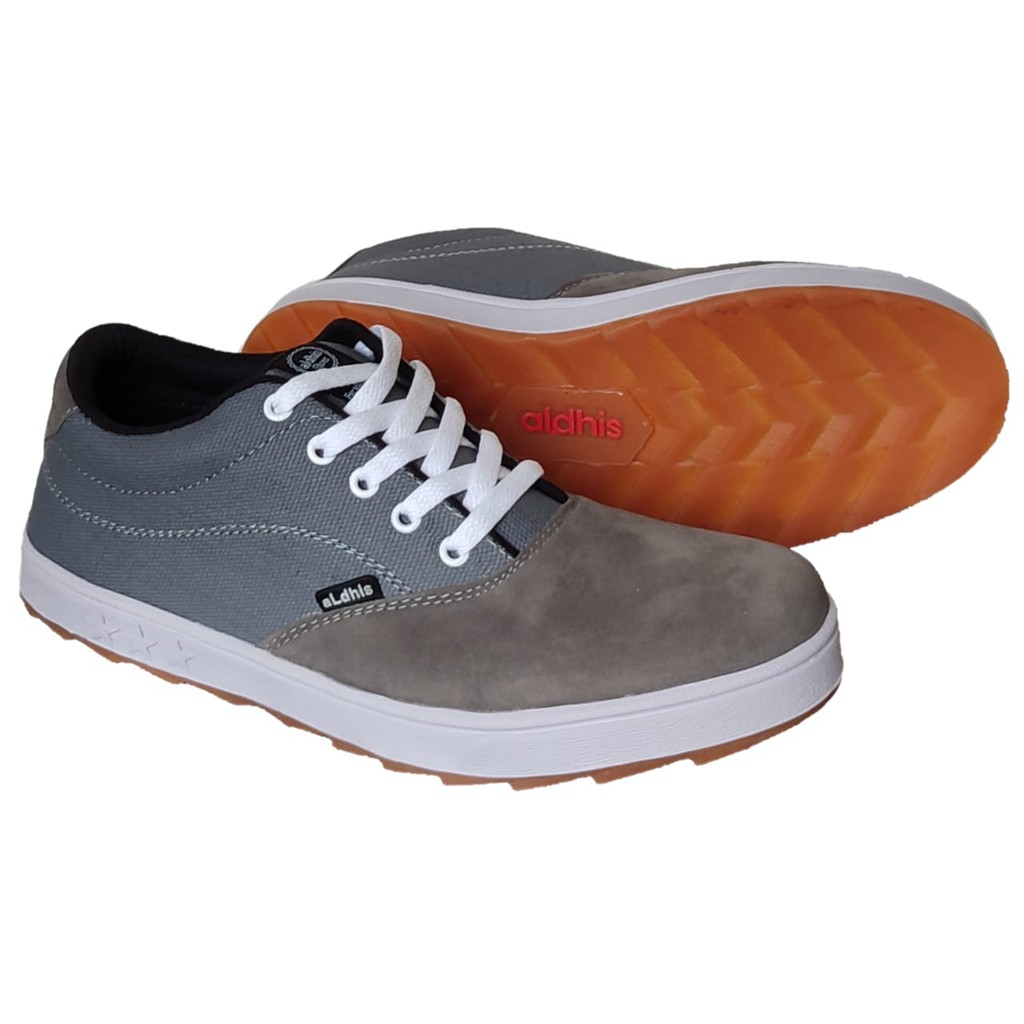 Sepatu Pria Casual Sneakers Cowok Keren Original Asli Lokal Aldhis A021 Grey Abu