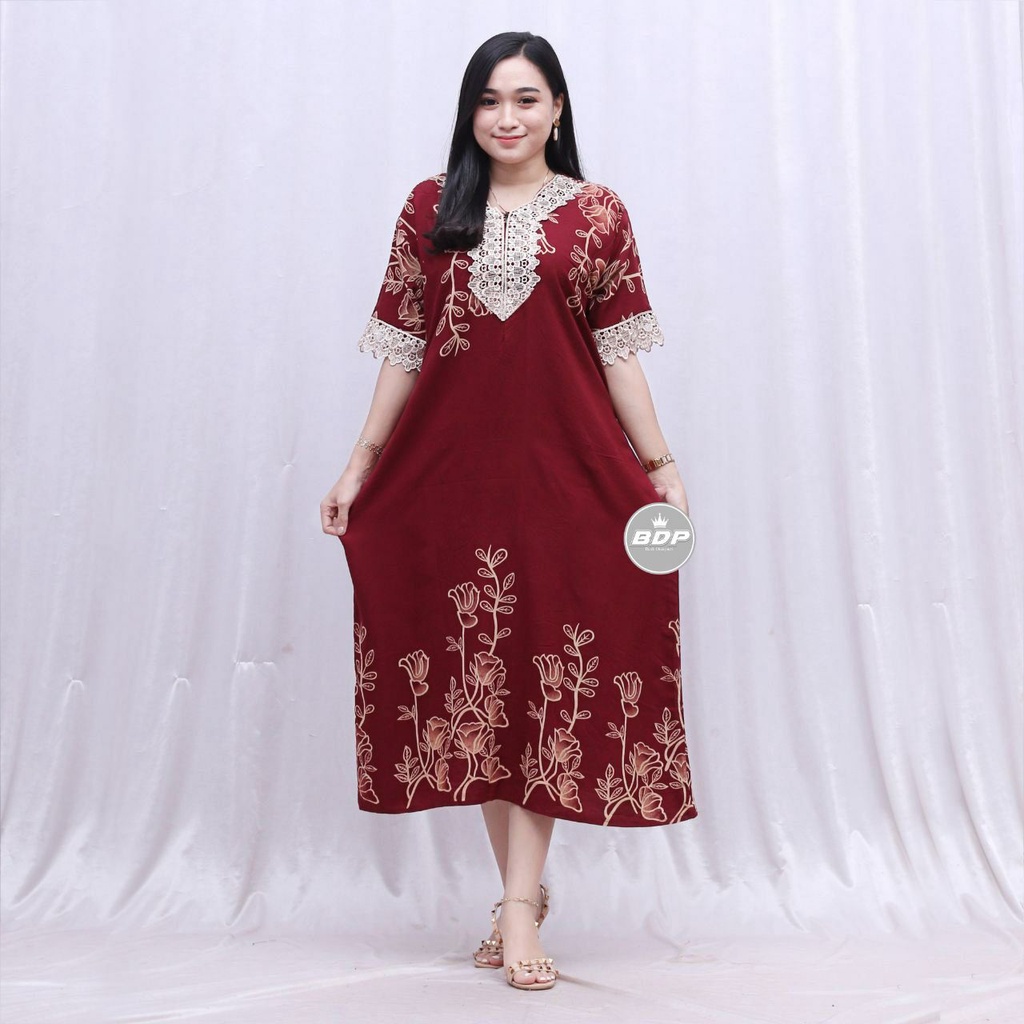 Dianputri - Daster Arab Zeema | Rayon Super Grade A | Resleting Depan Busui | Renda Milo Ori-afika maroon