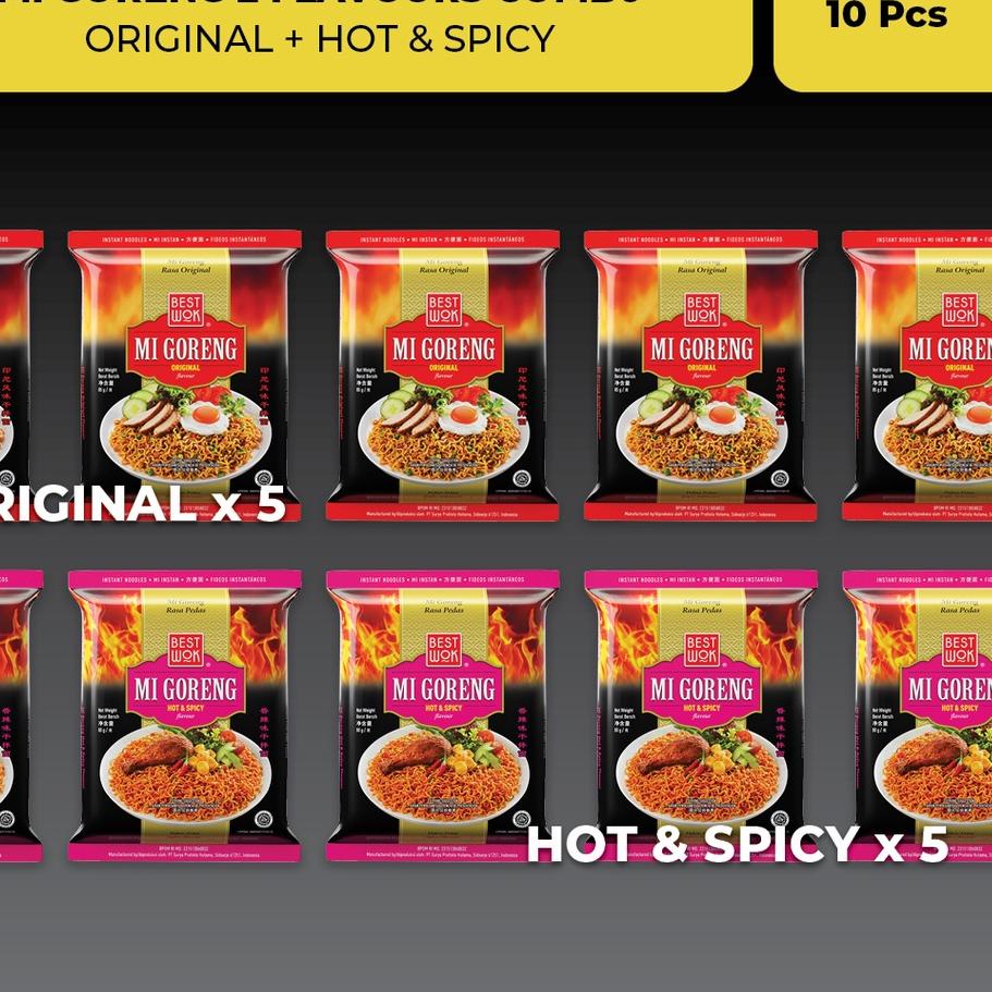 

⌤ Best Wok Mi Goreng 2 Flavours Combo - Original (5 pcs) + Hot & Spicy (5 Pcs) ㅋ