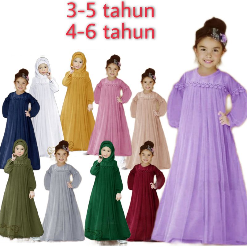 GAMIS NURAINI /MAXI NURAINI KID / GAMIS ANAK/ DRESS PESTA KID/ DRESS BROKAT/mx nuraini ANAKKU