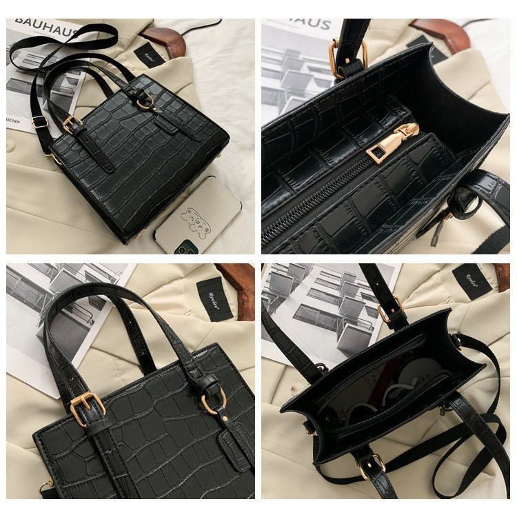 TAS SELEMPANG WANITA KULIT ATHENS TA242B5 CROCO PREMIUM HITAM IMPORT KOREA MURAH FASHION PESTA SLING