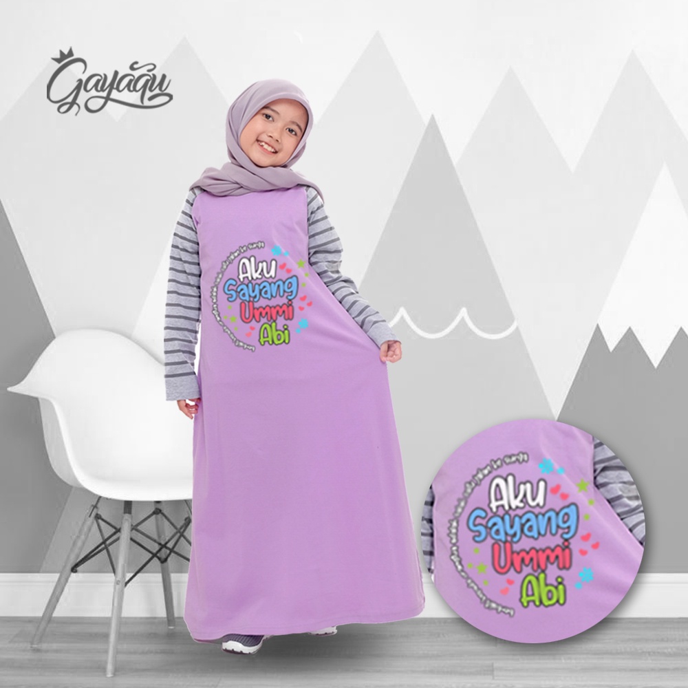 Gayaqu Baju muslim anak perempuan umur 3-12 tahun