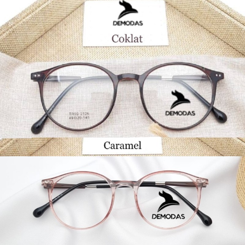 Demodas Kacamata Lentur Ringan (AntiRadiasi Photocromic Blueray Bluecromic) Normal Minus Silinder Bluechromic Photochromic DG2126 Kacamata minus wanita Pria kacamata wanita Glasses