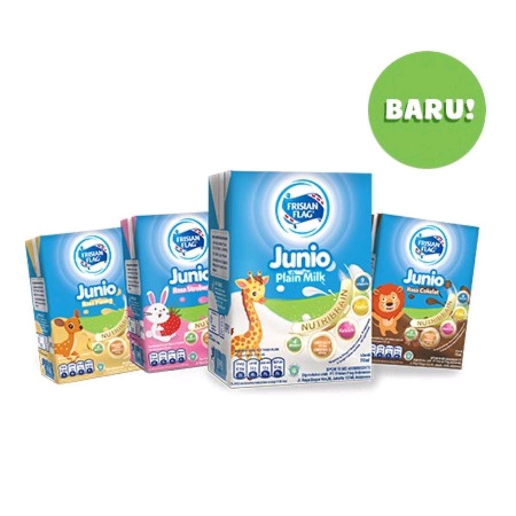 

Frisian Flag Junio Coklat / Plain / Strawberry / Banana 110ml