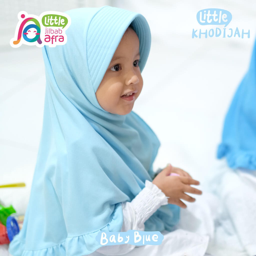 Jilbab Instan Anak Little Khodijah Baby Blue - Little Jilbab Afra - Bahan Kaos, Adem &amp; Lembut