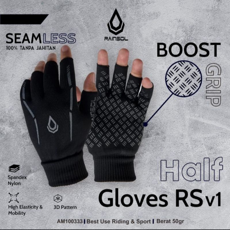 Sarung tangan Half Gloves Rainsol ORIGINAL 100% tanpa jahitan SIMPEL KEREN TRENDI