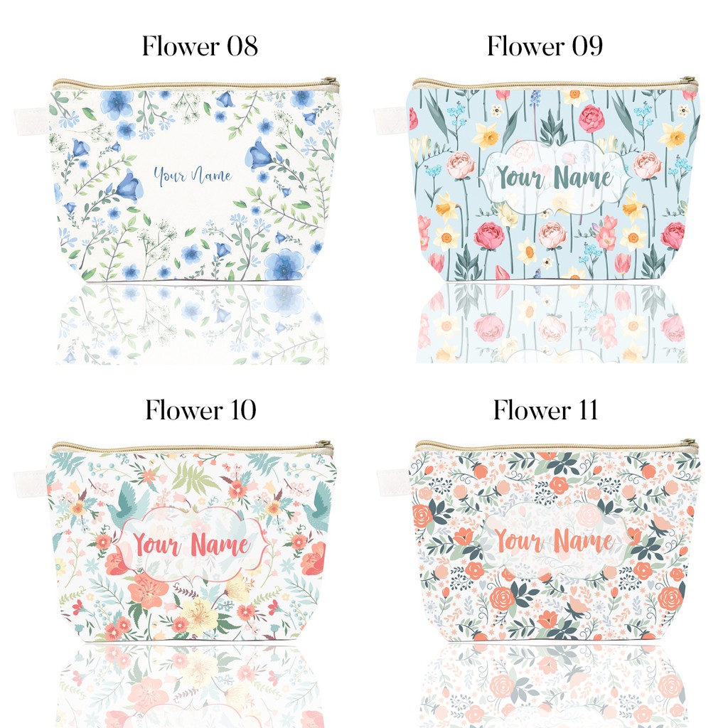 POUCH CUSTOM Design Flower 08 11 Cetak Nama Motif POUCH CUSTOM Design Flower 08 11 Cetak Nama Motif