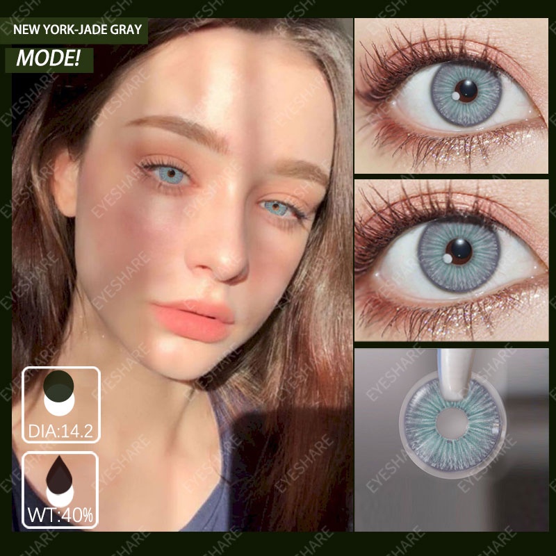 [COD]  NEW-YORK-PRO JADE-GRAY NROWN Softlens Mata Normal, Lensa Kontak Warna Alami, Soflens HAZEL-GRAY Lensa Warna, Softlens Minus 0.00/Diameter14.2MM/Mata Kore/TerbaikTahun Ini