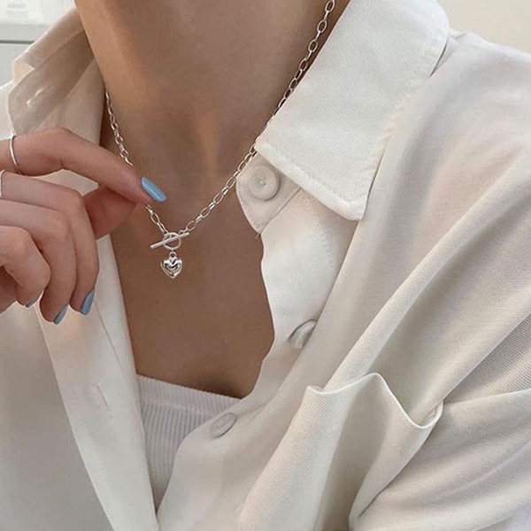 kalung hati simpel love heart pendant necklace jka250(3f2)