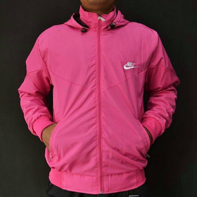[Promo Sale] COD/Jaket Parasut Olahraga Sporty Jogging Lari Polos Hitam M-XXL-Pink