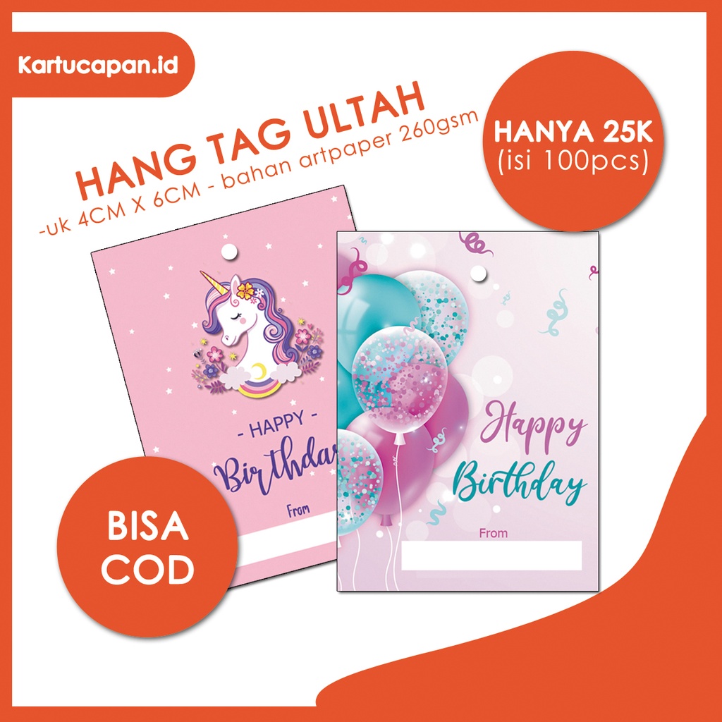 

HANG TAG/KARTU HADIAH UNTUK ACARA ULANG TAHUN, BIRTHDAY BENTUK UNIK