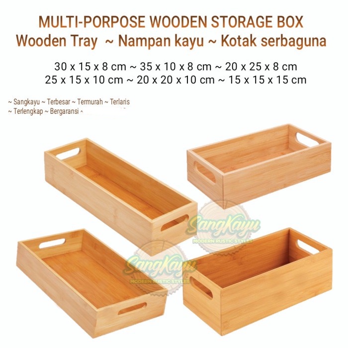 

Kotak penyimpanan serbaguna storage box kosmetik nampan tray kayu - KAYU MAHONI, 35 x 10 x 8 cm