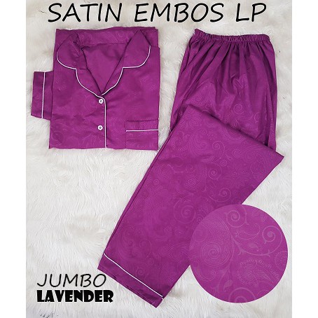 HipNop SATIN LP EMBOS JUMBO BAJU TIDUR WANITA LENGAN PANJANG PIYAMA CEWE CEWEK SLEEPWEAR BIG SIZE