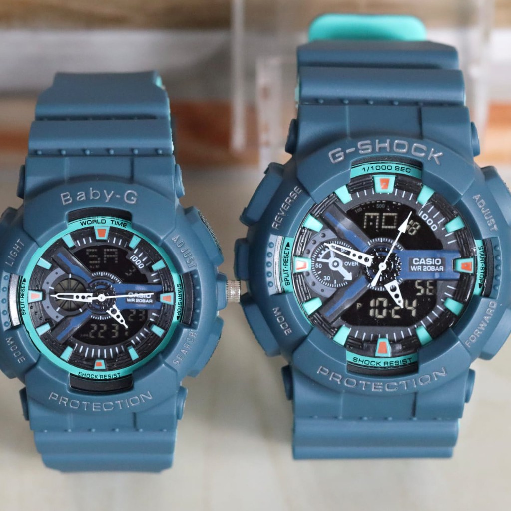 Ready  Jam Tangan Pasangan G-shock Casio GA-110 Navy Dual time anti air