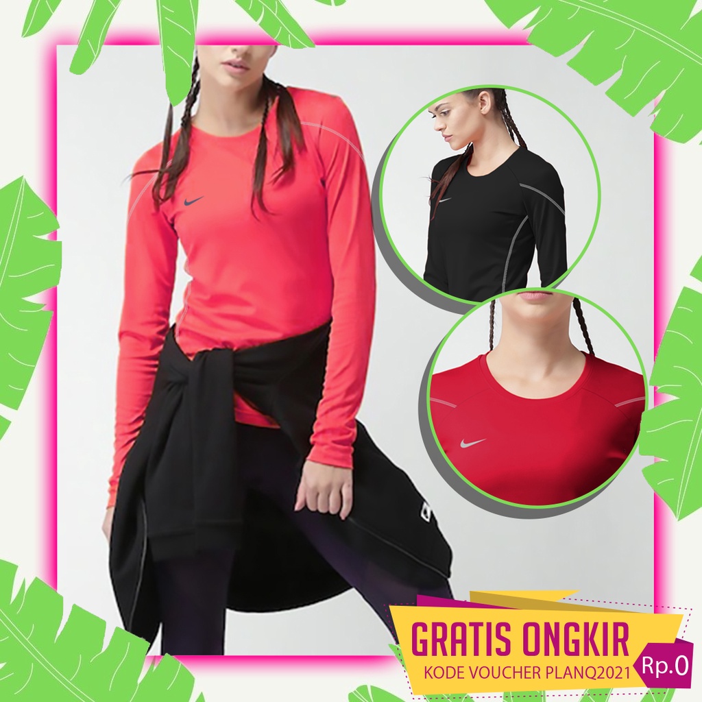 Atasan Olahraga Wanita Hijab Lengan Panjang Modis Baju Sport Korea Kaos Olahraga Perempuan Jumbo Ade