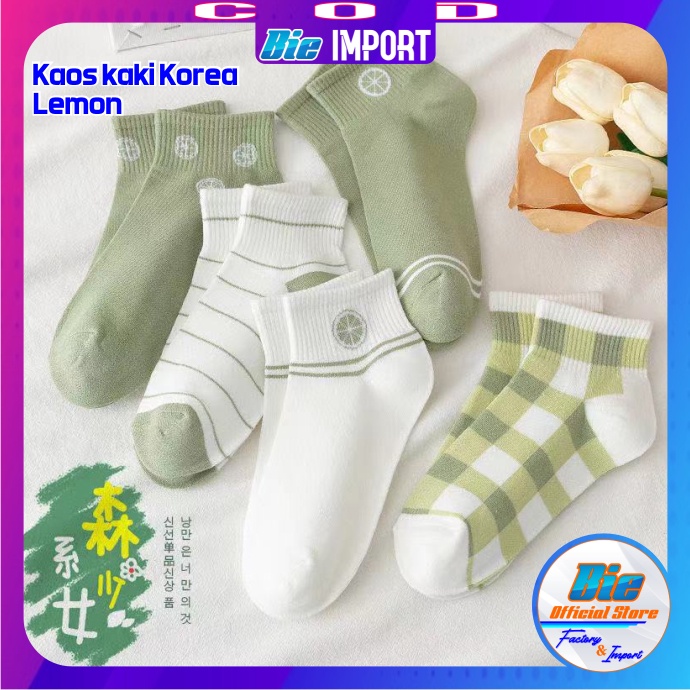 Kaos Kaki Korea Wanita Motif Lemon Impor Best Seller