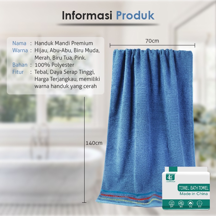 TERMURAH !!! LARIS COD - H12TAs - Handuk Mandi Dewasa - Handuk Mandi Tebal 140x70cm Jumbo Microfiber Handuk Dengan Packaging
