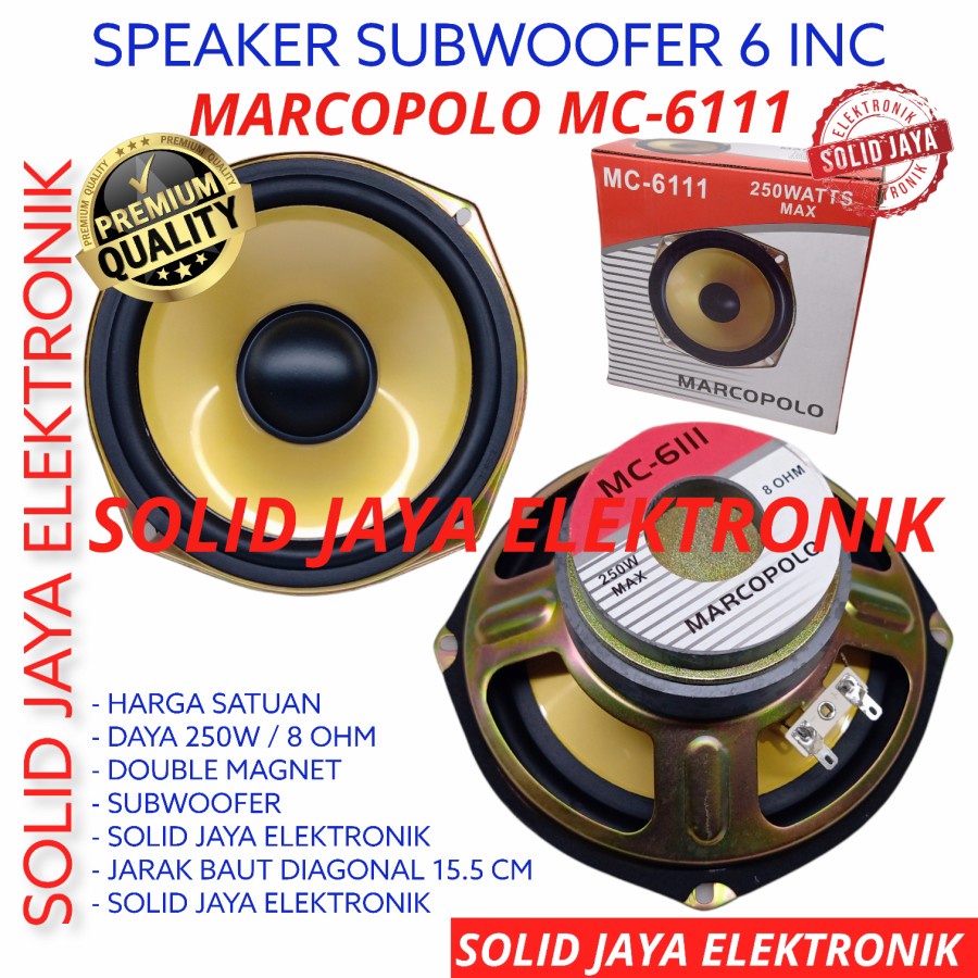 SPEAKER 6 INC SUBWOOFER MARCOPOLO MC-6111 MC6111 SUB DOUBLE MAGNET SUBWOFER VOKAL MC 6111 INCH IN  6INC 6IN 6INCH 6&quot; MARCOPLO ASLI ORIGINAL