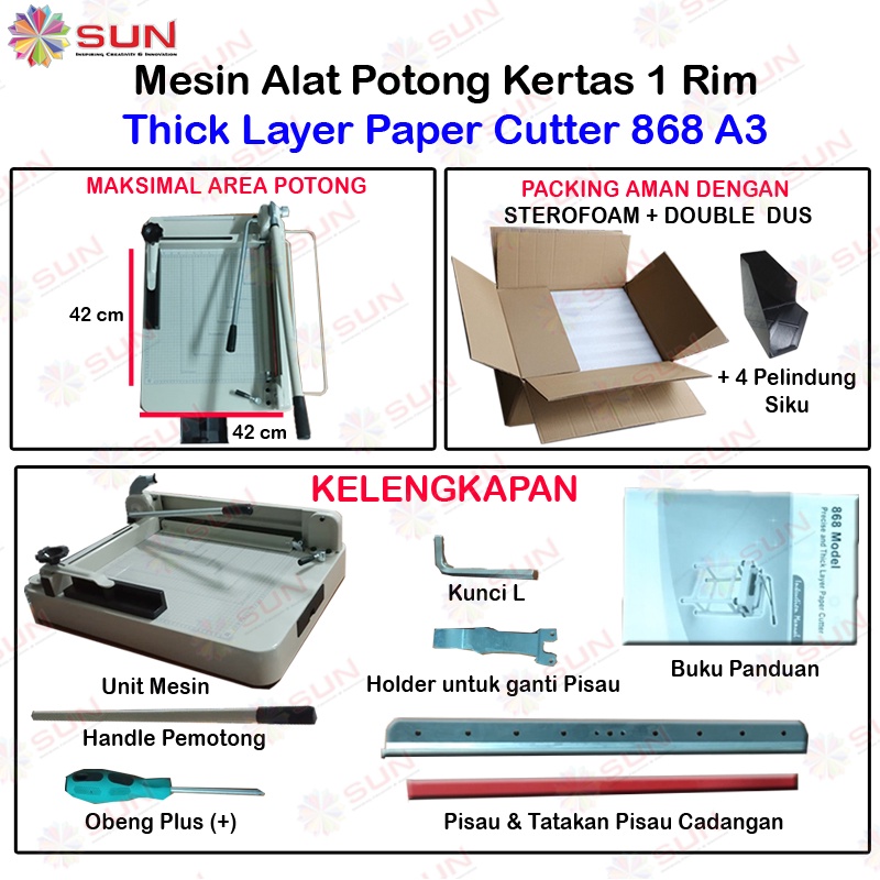 Mesin Thick Layer Paper Cutter A3 868 - Alat Pemotong Kertas 1 rim