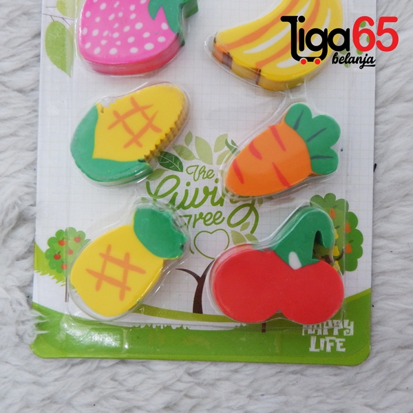 365 Cartoon Eraser #40896 Penghapus Set Fruit Shape Penghapus Kartun Isi 6 pcs