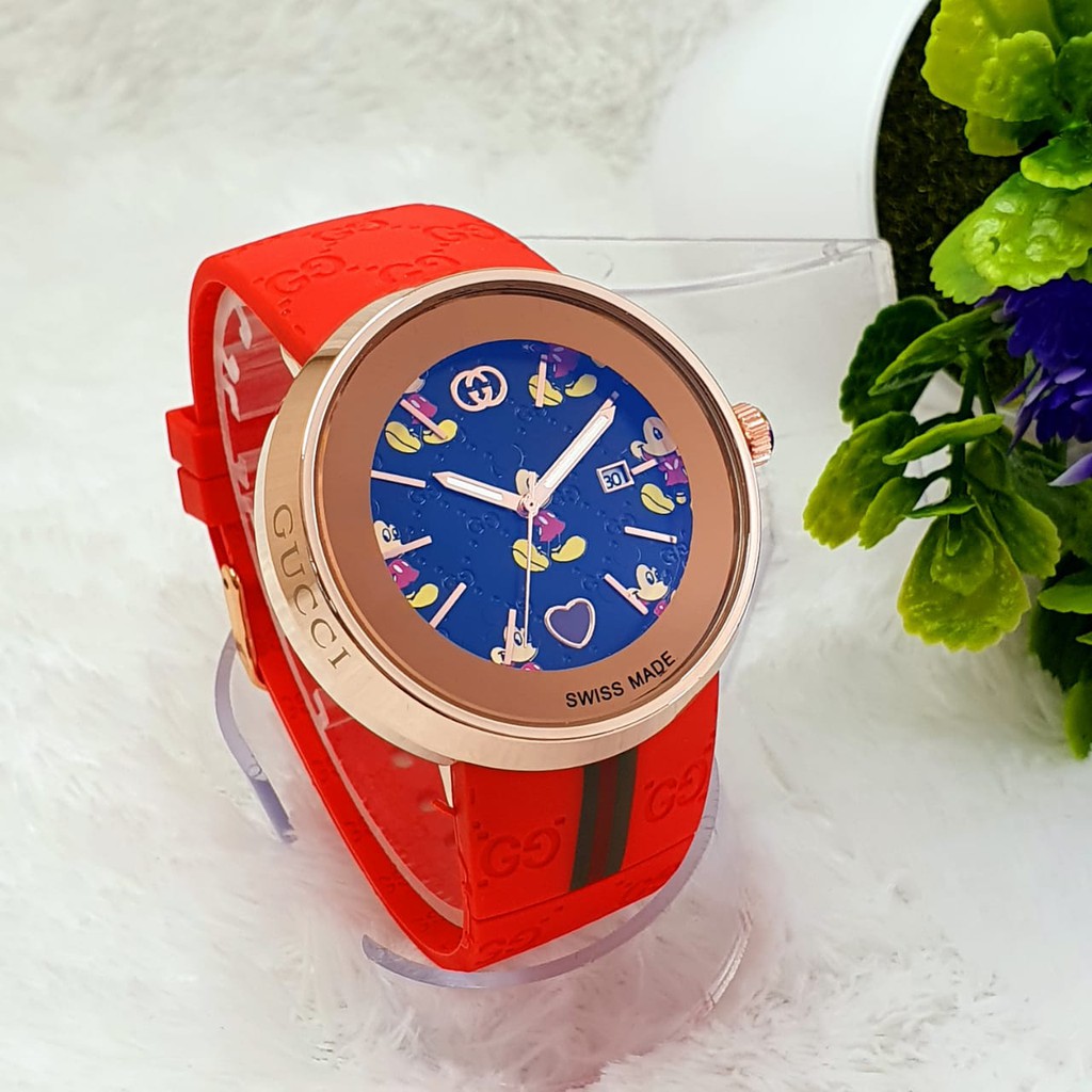 JAM TANGAN WANITA CEWEK GUCCI MICKEY STRAP RUBBER
