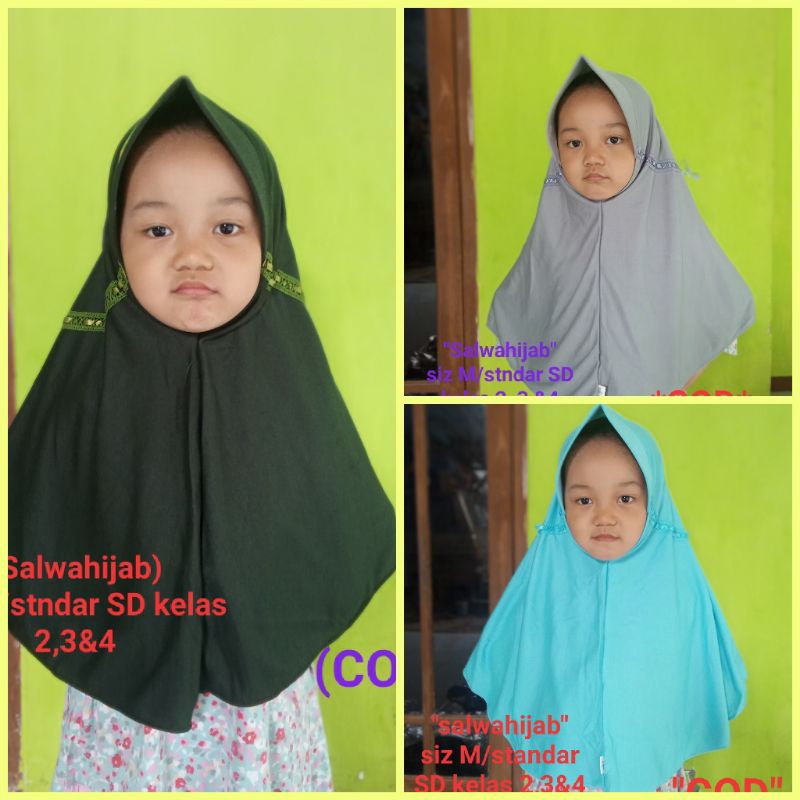 Kerudung Sekolah Serut Samping//Kerudung Anak SD (M) kelas 2 3 &4 Kerudung Instan