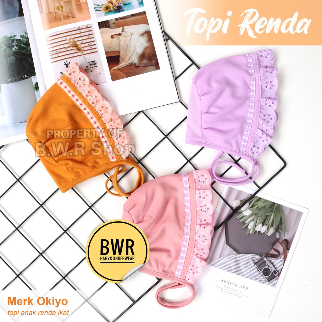 Topi Bayi Perempuan Lucu RENDA IKAT / Topi Anak Bayi Okiyo Motif Renda | Bwr-1