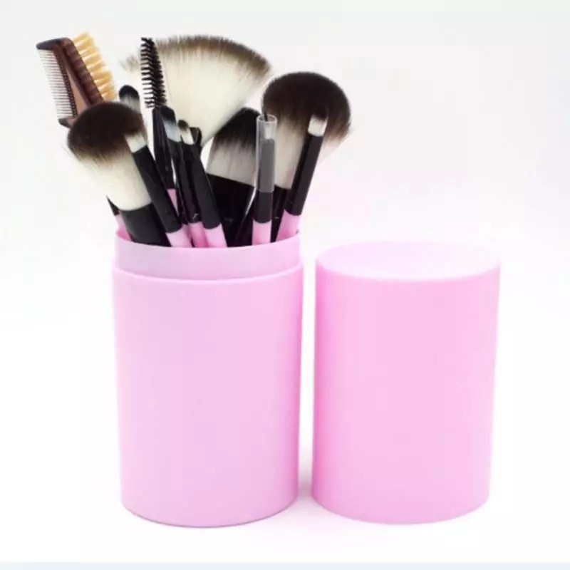 KM BRUSH Kuas Rias Make Up 12 Pcs Kuas Make Up Foundation Brush Free Tabung Love Brush Set Tube