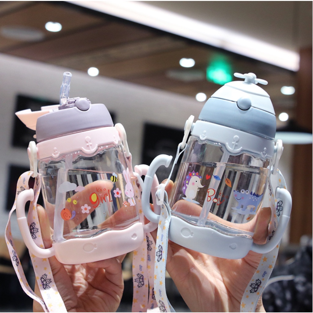 [SmallBell Shop]Karakter rabbit Bear Tutup Clip/Botol Jerami Anak/Botol Minum Anak/import/botol Kartun 280-450ML/