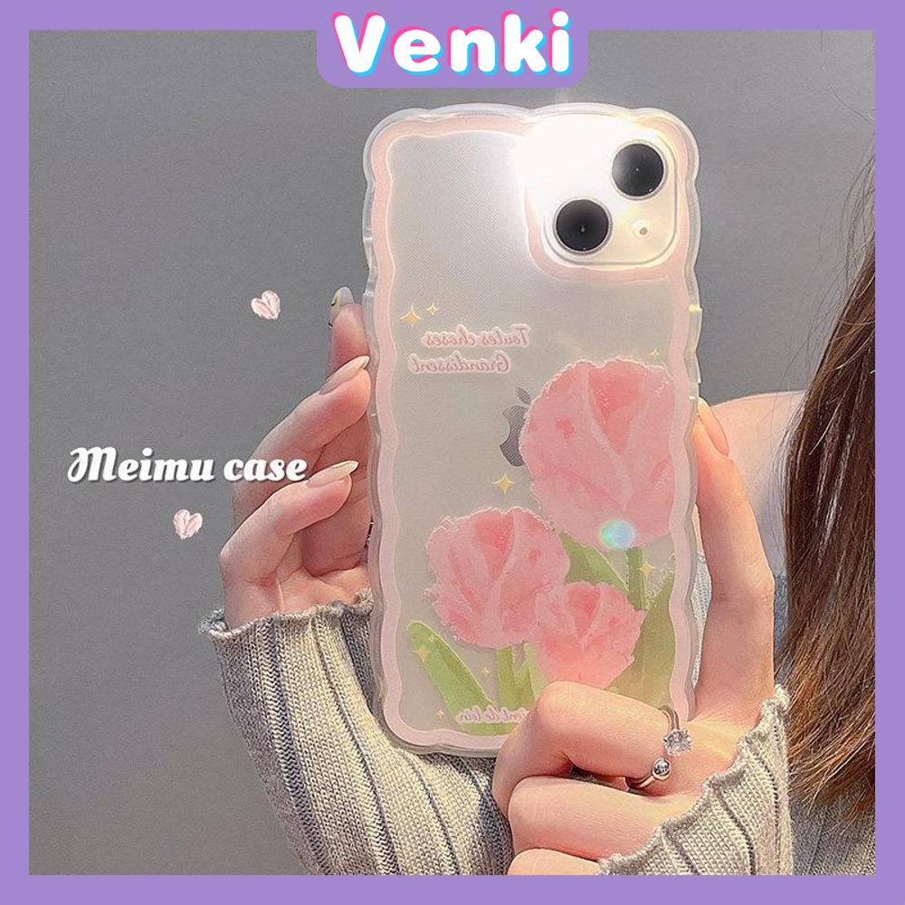 iPhone Case Silicone Soft Case Clear Case Wave Airbag Shockproof Camera Cover Protection Pink Flower Compatible For iPhone 11 iPhone 13 Pro Max iPhone 12 Pro Max iPhone 7 Plus xr