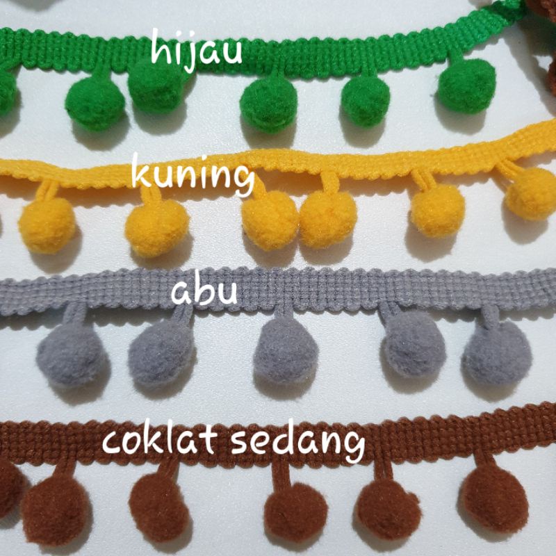 Renda Baso / pompom warna per 90 cm