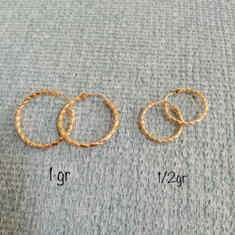 Anting Bulat Ulir Emas Muda 1/2 Gram dan 1 Gram