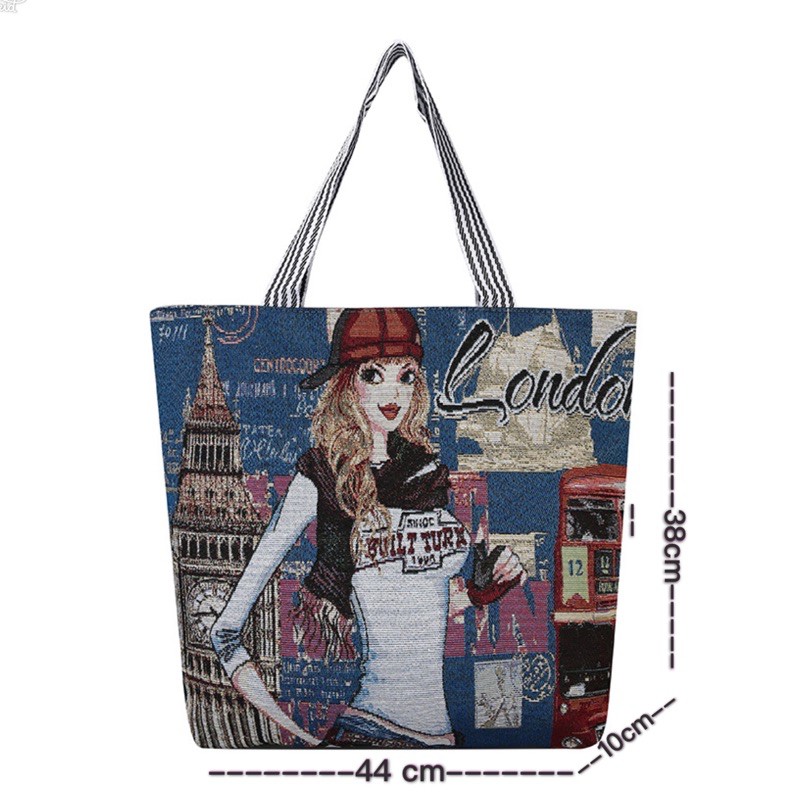 AZ Tas Rajut Bordir Tote Bag Import Bahan Tebal Premium 3D