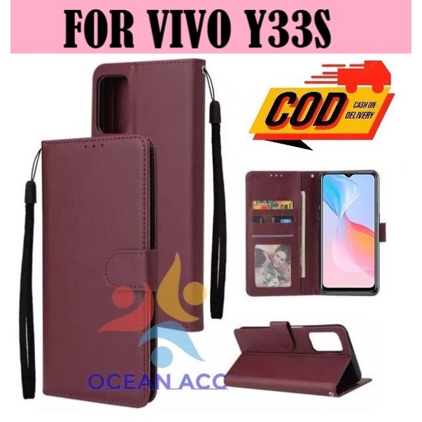 DOMPET HP UNTUK VIVO Y33S (2021) NEW LEATHER FLIP CASE VIVO Y33S (2021) NEW