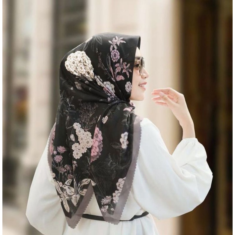 SALE HIJAB / CANTIAA HITAM / COD / KERUDUNG VOAL MOTIF / SEGI EMPAT VOAL / JILBAB TERBARU / LASER CU