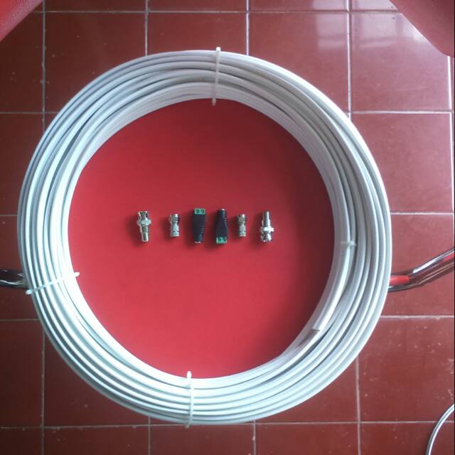 KABEL CCTV RG59 PLUS POWER 10 meter lengkap siap pakai PLUS DC DAN BNC