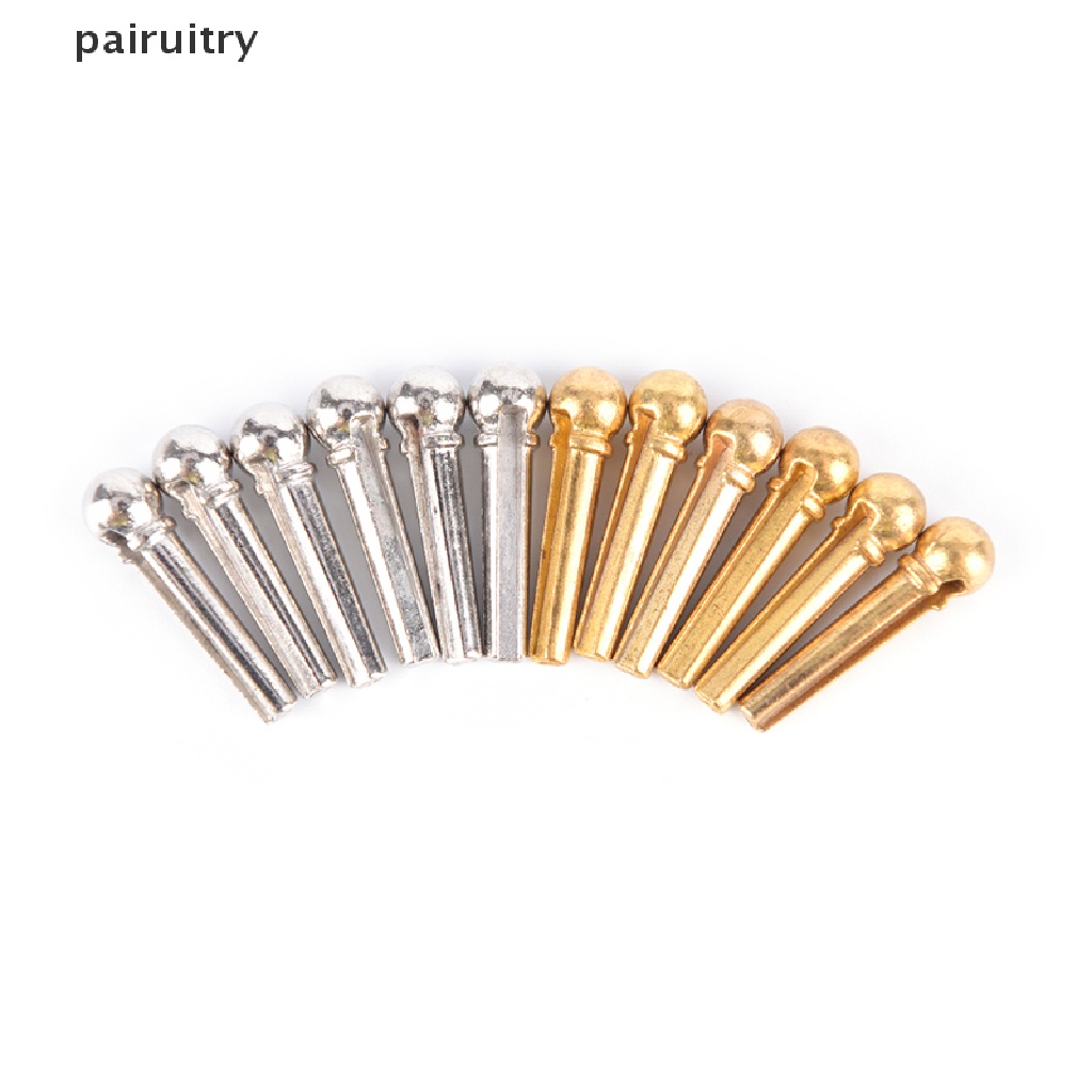 Prt 6pcs Pin Bridge Gitar Akustik Bahan Metal Warna silver / Emas PRT